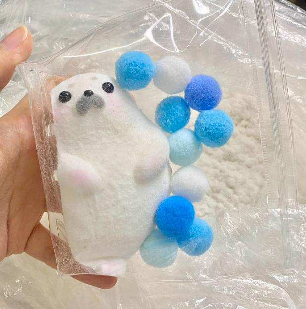 Funny Kawaii Mochi Taba Squishynew Chubby Seal Handmade Silicone Plush White Seal Cute Girl Birthday Kids Gift Fidget Fluffy Toy