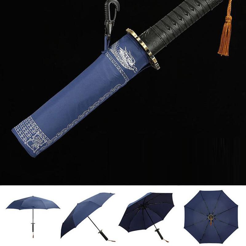 Japanese Style Samurai Katana Master Sword Umbrella Men Women Automatic 3 Fold Windproof Large Travel Sunscreen Parasol