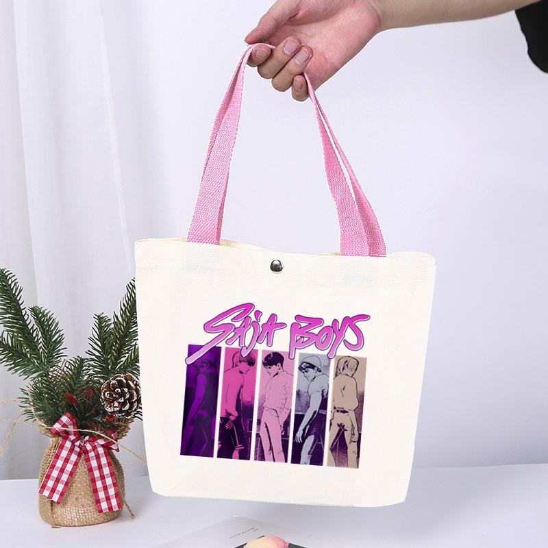 Anime Cartoon Print Student Commuting Trend Handbag Casual Lightweight Canvas Shoulder Bag
