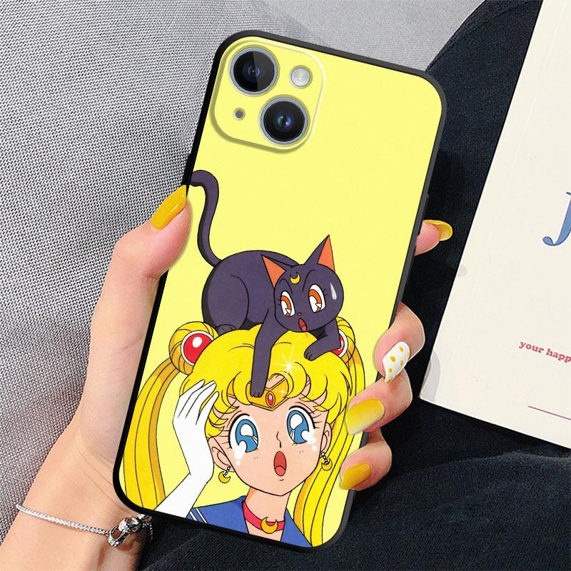 Black Soft Case for Apple iPhone 6s 11 8 XS X 13 Pro Max XR 7 12 Mini 14 Plus SE 14Pro Back Cases Sailor Cartoon M-Moons Cover