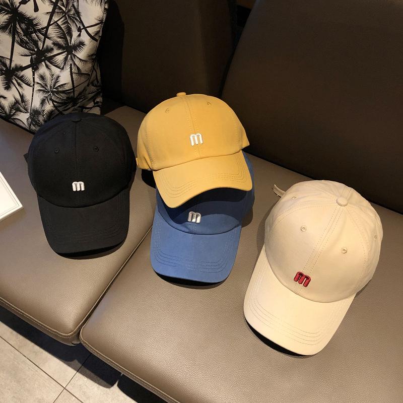 

Ins Hat женская летняя модная простая бейсболка с вышивкой буквами M мужская универсальная шляпа от солнца с изогнутыми полями корейская фуражка