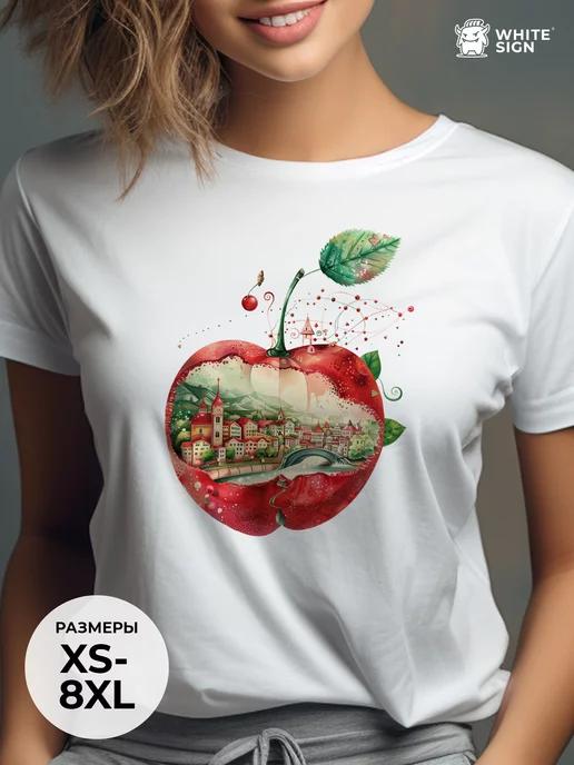 Bright oversized summer T-shirt with  Cherry  print M