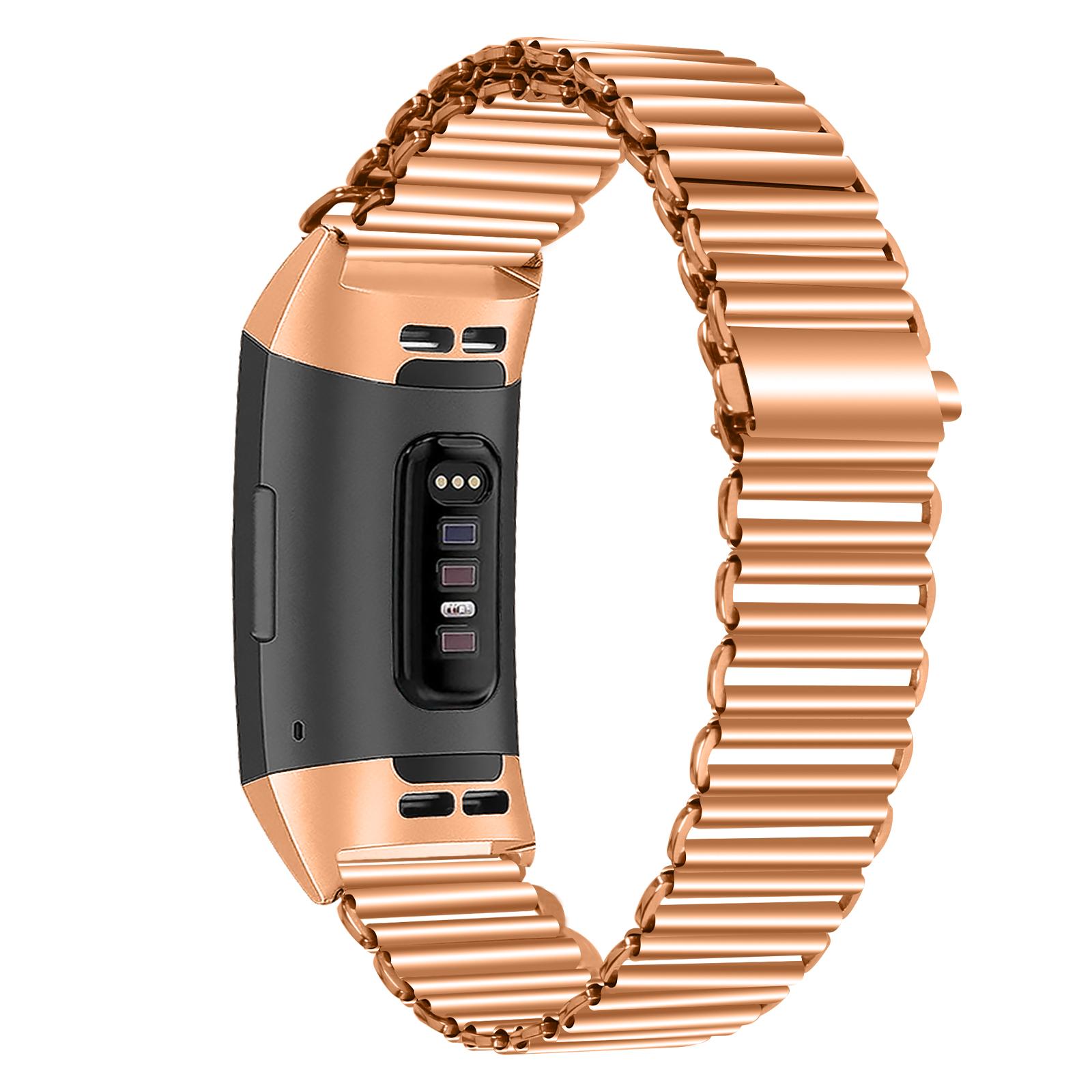 

Stainless Steel Watch Strap for Fitbit Charge 3/4/3 SE Electroplating Color Wrist Band Rose Gold