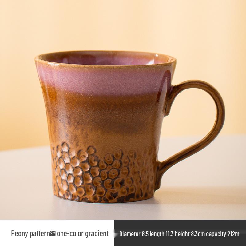 Retro Ceramic Mug: Japanese Kiln-Fired Coffee & Tea Cup 212ml