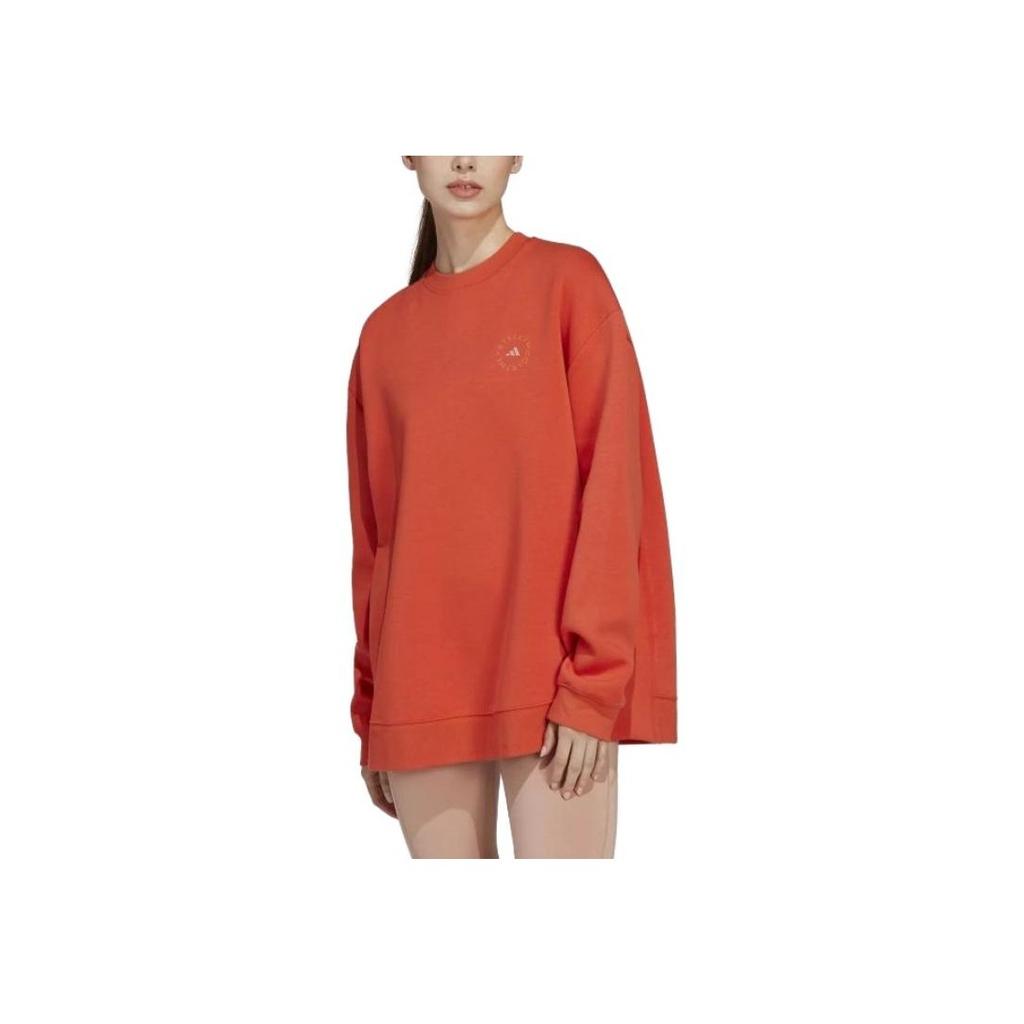Adidas Solid Color Loose Fit Crew Neck Long Sleeve Sweatshirt Women Tops Orange-Red HR2199