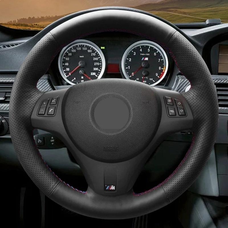 Customized Car Steering Wheel Cover Black Suede Steering Wheel Braid For BMW M Sport M3 E90 E91 E92 E93 E87 E81 E82 E88 X1