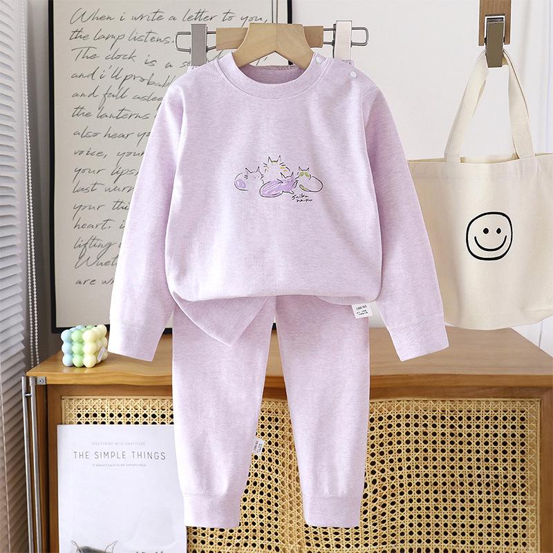 Autumn/Winter Kids' Cotton Long Underwear Set - Cute and Cozy Homewear