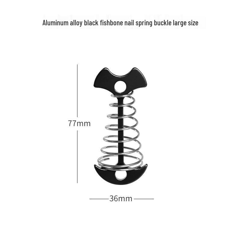 Aluminum Alloy Fishbone Ground Pegs for Camping Tents and Tarps - Umbrella Spring Buckle Design