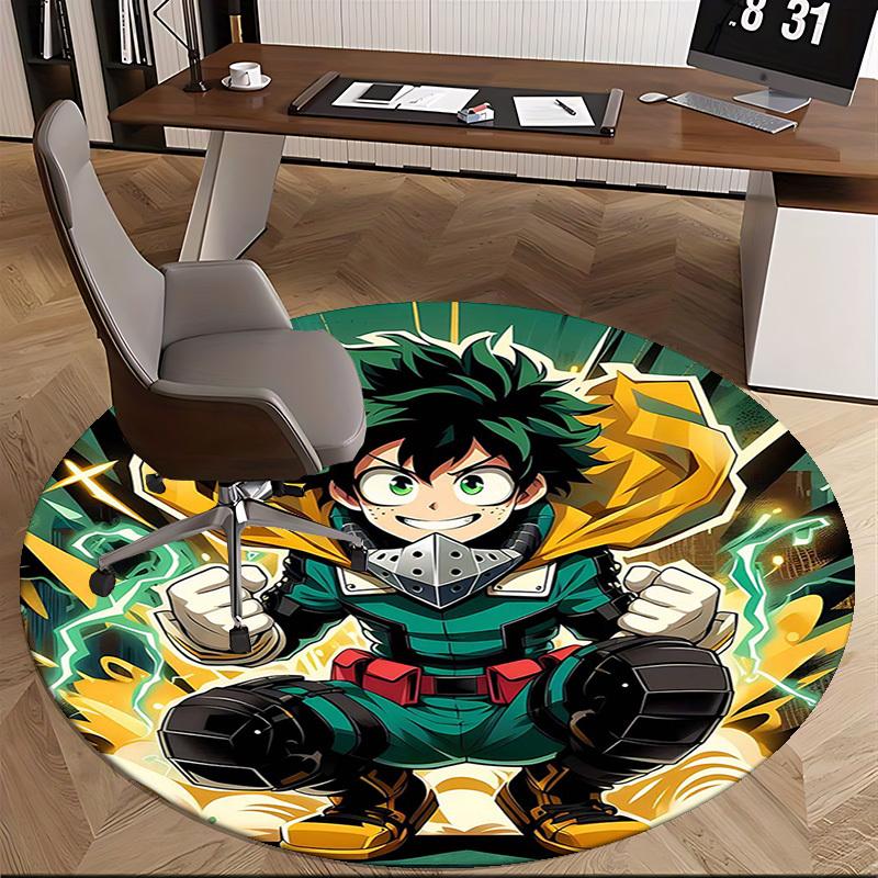 1pc My Hero Academia Midoriya Izuku Round Carpet - Anime Design Chair Mat