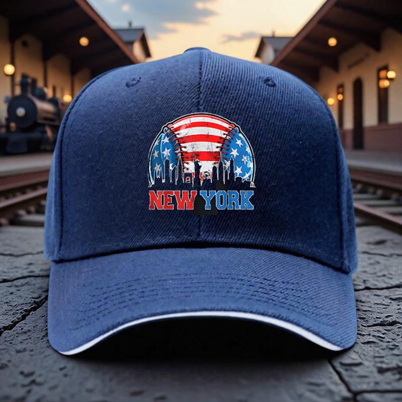 New York Skyline Baseball Graphic Baseball Cap Polyester Adjustable Casual Outdoor Sport Headwear