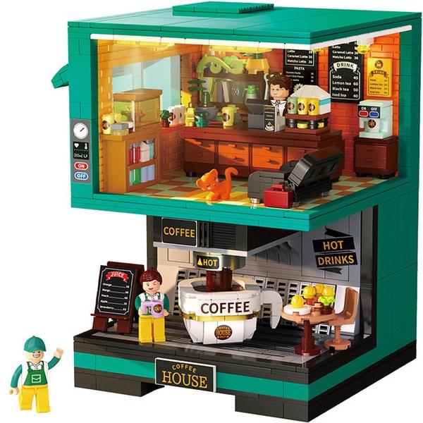 

LIN07 Миниблок 2-этажная кофейня DZ6135LI, разноцветные, популярные корейские игрушки