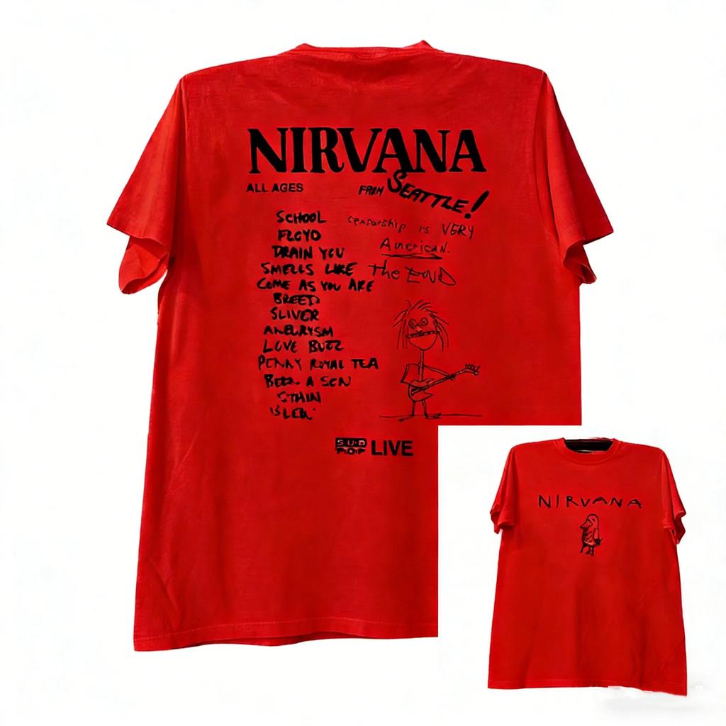 Hot Sale Nirvana Band Peripherals Graphic Print T-shirt Men Women College Style American Graffiti High-Street Oversized Short Sleeve Summer New Tee