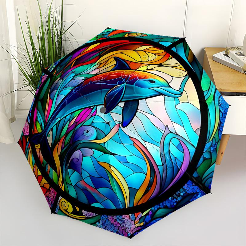 

Dolphin Color RetroThemed Automatic Opening and Closing umbrella 8 Ribs, Suitable for Leisure and Going Out, Outdoor Accessory, Gothic Sty