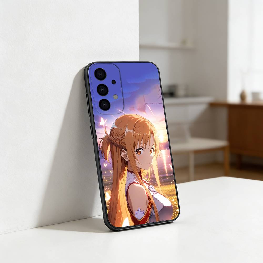 A-Asuna Anime K-Kirito Phone Case For Samsung S25,S24,S21,S22,S23,S30,Ultra,S20,Plus,Fe,Lite Black Shell