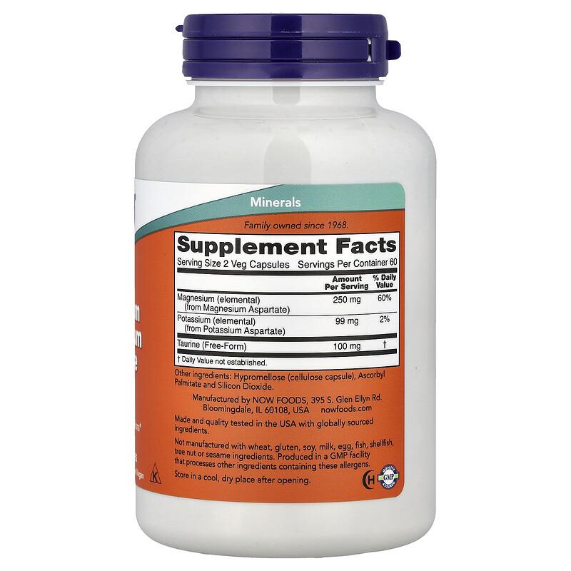 Magnesium & Potassium Aspartate With Taurine, 120 Veg Capsules