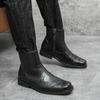 Men'sluxury Brand Leather Cowboy Boots Trend Retro Side Zipper Pointed Classic Western Cowboy Classic Retro Style Comfort Boots