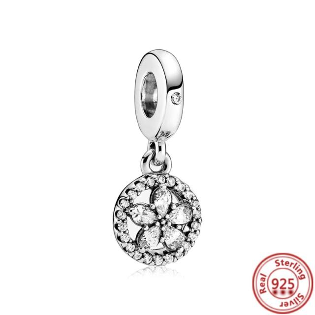 925 Sterling Silver Heart Circular Animal Beads Original  Charm Bracelet For Women DIY Fashion Silver 925 Jewelry Making