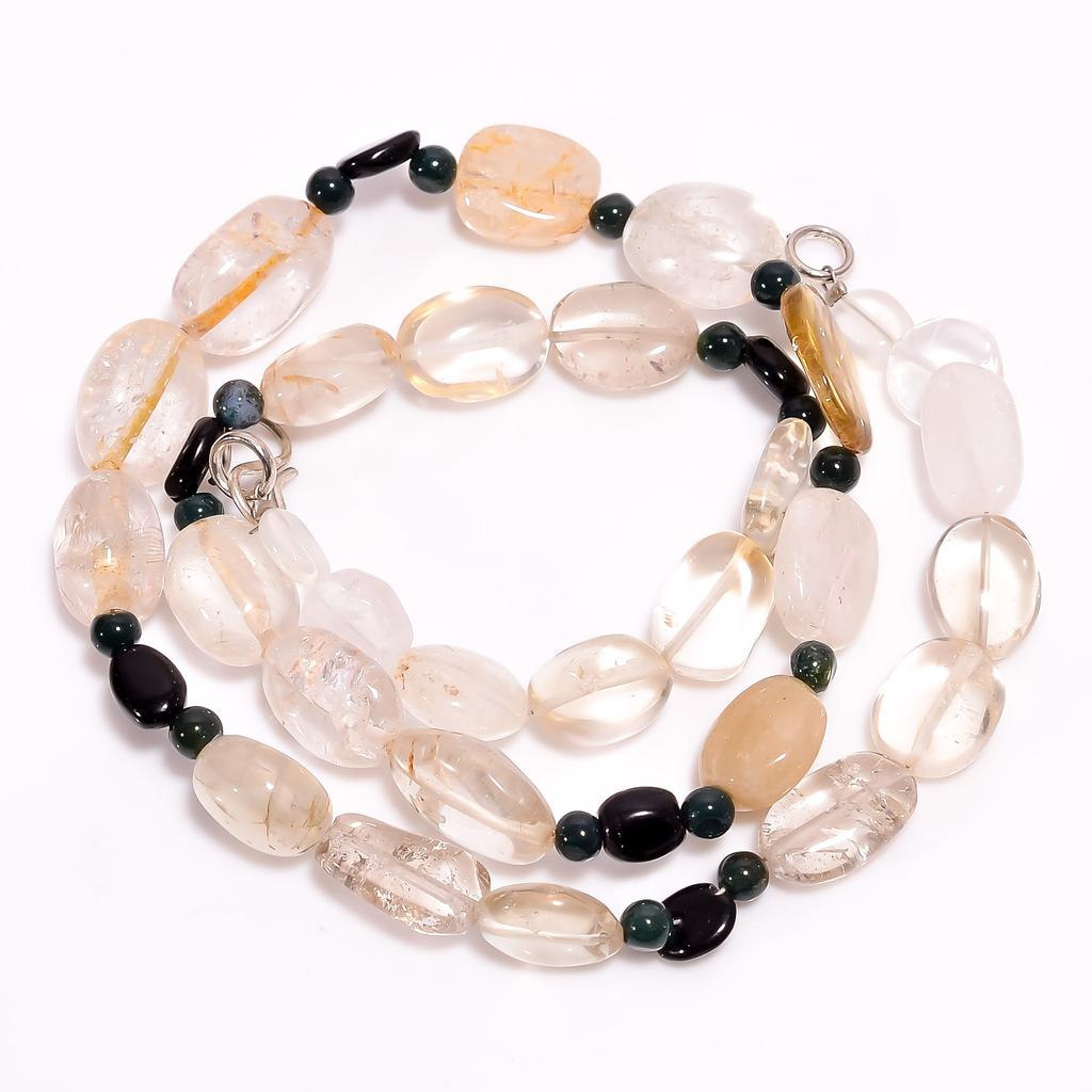 Crystal Black Onyx Aventurine Mix Shape Smooth Beads Necklace 3-15 Mm 17.5" UB-8491