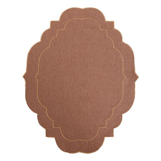 

Linen Placemats with Embroidery Overlocking Dining Placemats Durable Anti-Slip Table Protector for Hotel Restaurant Kitchen A кофейный