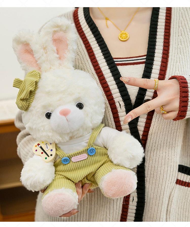 Painter Series Teddy Bear & Rabbit Plush Toy - Cute Doll Gift for Girls' Birthdays