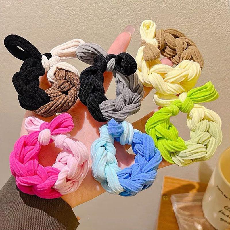Korean Style Knitted Bow Hair Tie - High Elastic Ponytail Holder