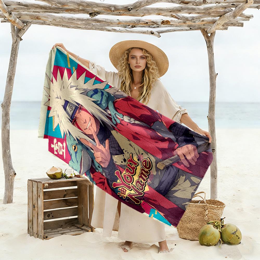 Naruto Character Customize Your Name Beach Towel Super Soft Microfiber Quickdry Fabric Suitable for Swimming Gym Camping Yoga Vacation