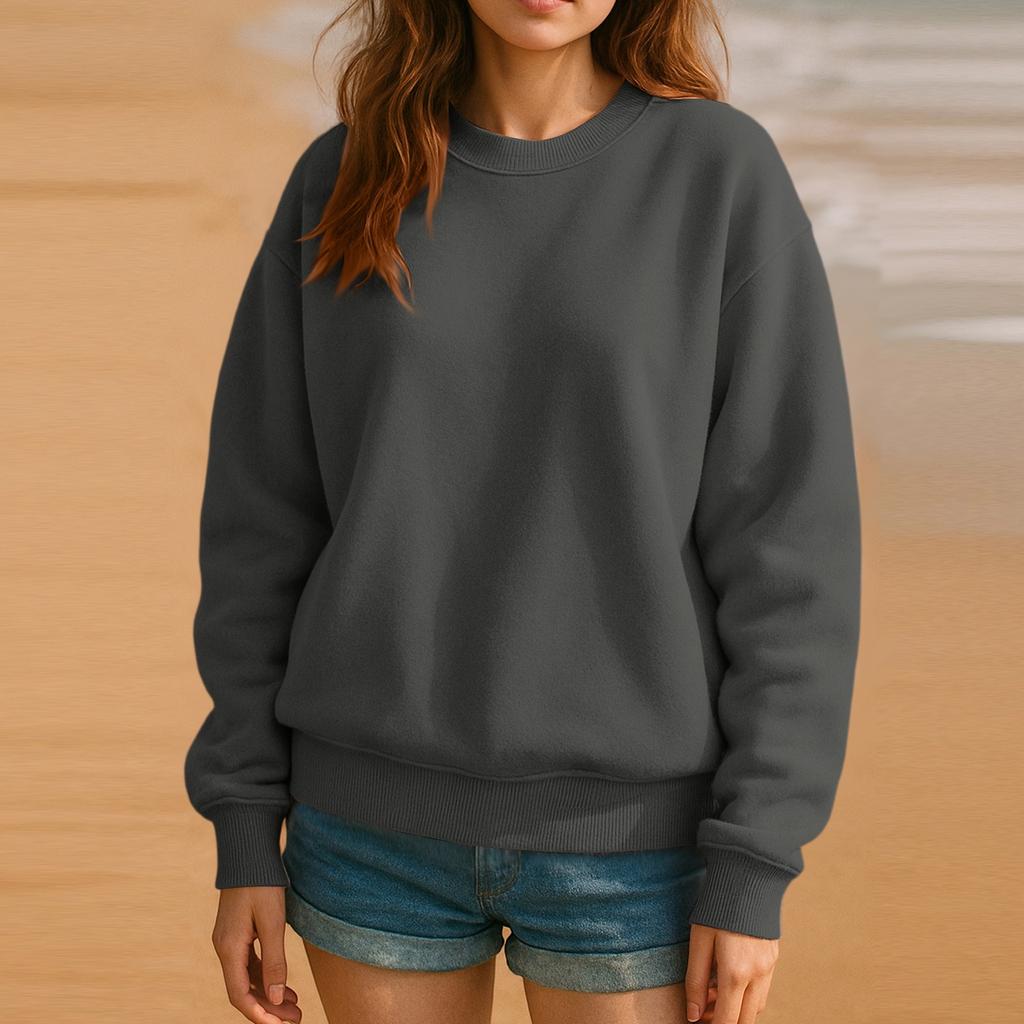 Hanorac cu gât rotund pentru femei Toamnă Hanorace grafice Vacanță Mânecă lungă Umeri căzuți Pulover