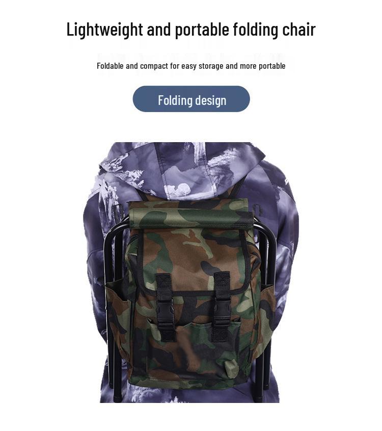 Multifunctional Folding Camping Chair with Double Shoulder Bag and Storage Stool