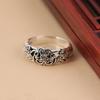 Vintage Thai Silver Black Rose Ring for Women Elegant Proposal Jewelry Gift