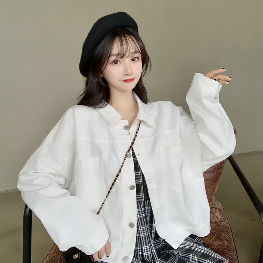 Új Lila Farmerdzseki Női Rövid Laza Vintage Retro Alkalmi Dzseki Felső Ins Divat