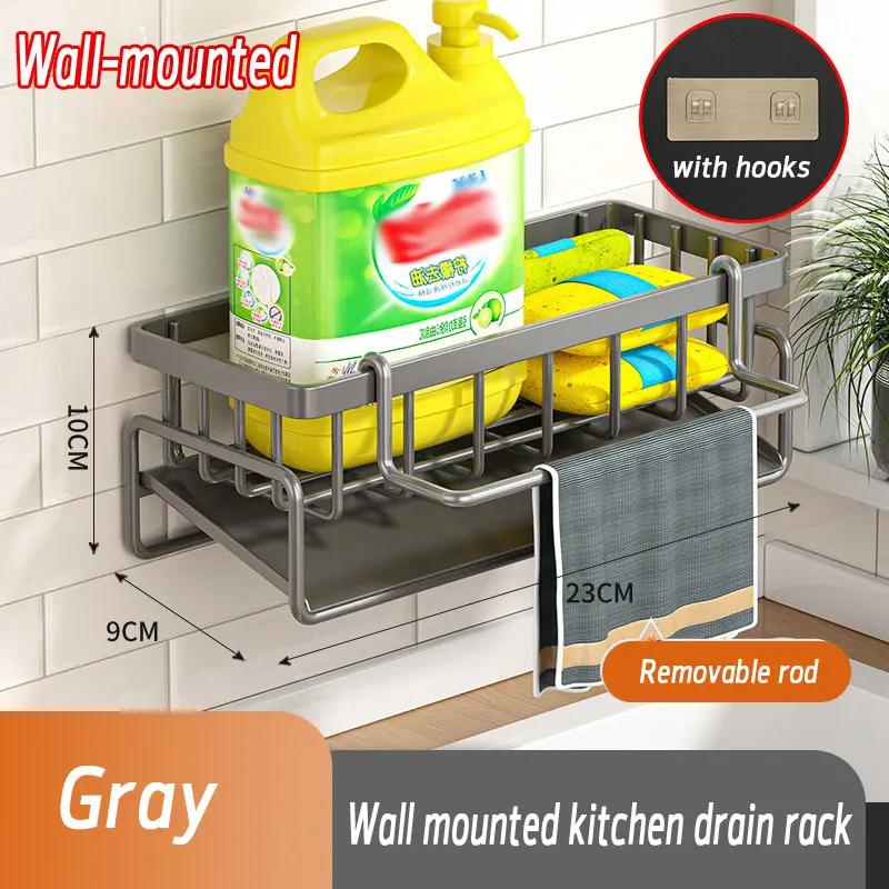 Kitchen Sink Drain Rack Organizer Stainless Steel Self-draining Sink Shelf Soap Sponge Holder Dishcloth Towel Rack Filter Basket