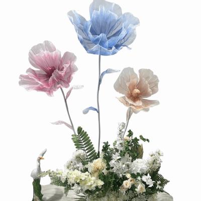 Single Flower Head Simulated Flower Silk Mesh Yarn Large Poppy Silk Screen Flower Beautiful Decoration Stand Props