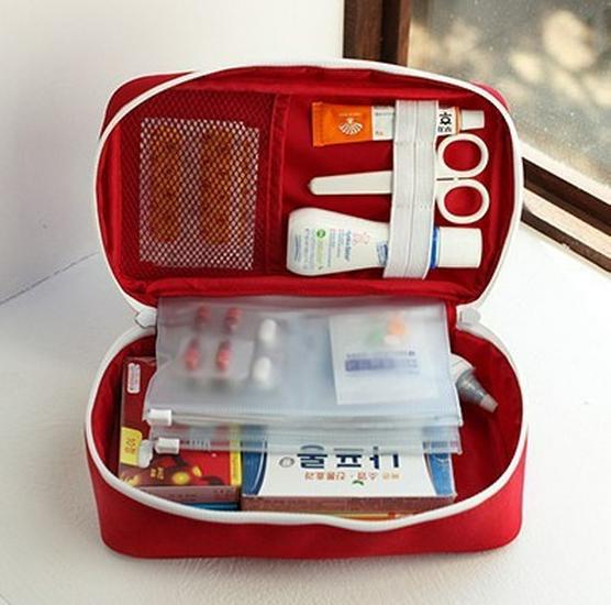 Korean Travel First Aid & Medicine Organizer - Large Portable Epidemic Prevention Bag