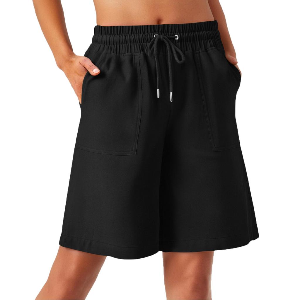 Damskie szorty lniane Szorty lniane na co dzień Wysoki stan Wygodne letnie szorty z kieszeniami