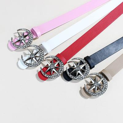 Damen Stern-Schnallen Gürtel Y2K Mond Luxus Bling Pailletten Punk Metall-Schnallen Gürtel Taillenband Jeans Hosen Party Gürtel