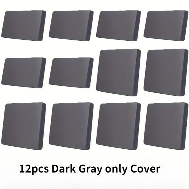 12pcs Elastic Sliky Fiber Fabric Outdoor Patio Sofa Cover Machine Washable Cushion & Backrest Protector Fits for Sectional Sofas