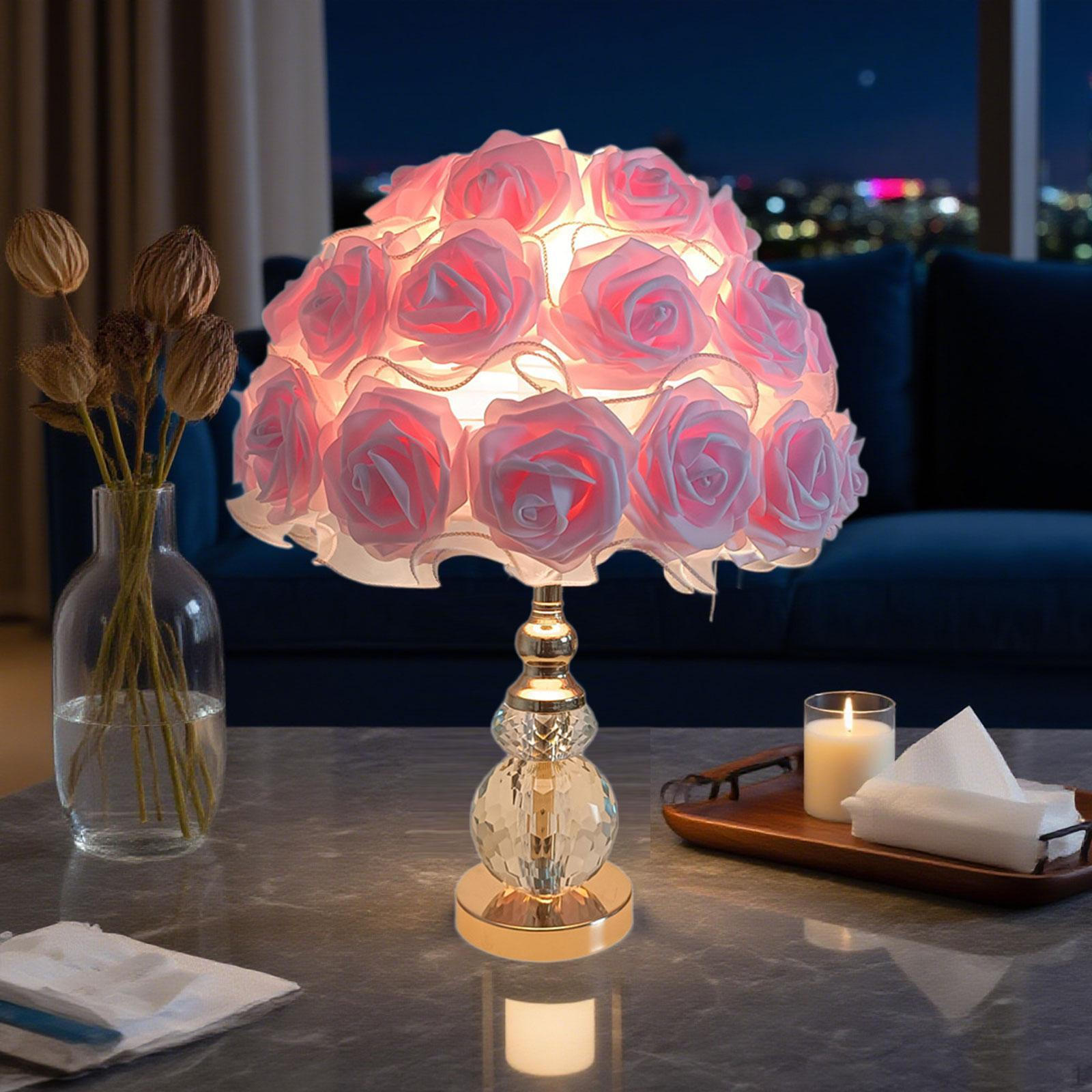 

Rose Table Lamp NightStand Flower for Office Hotel Study Room White рожевий