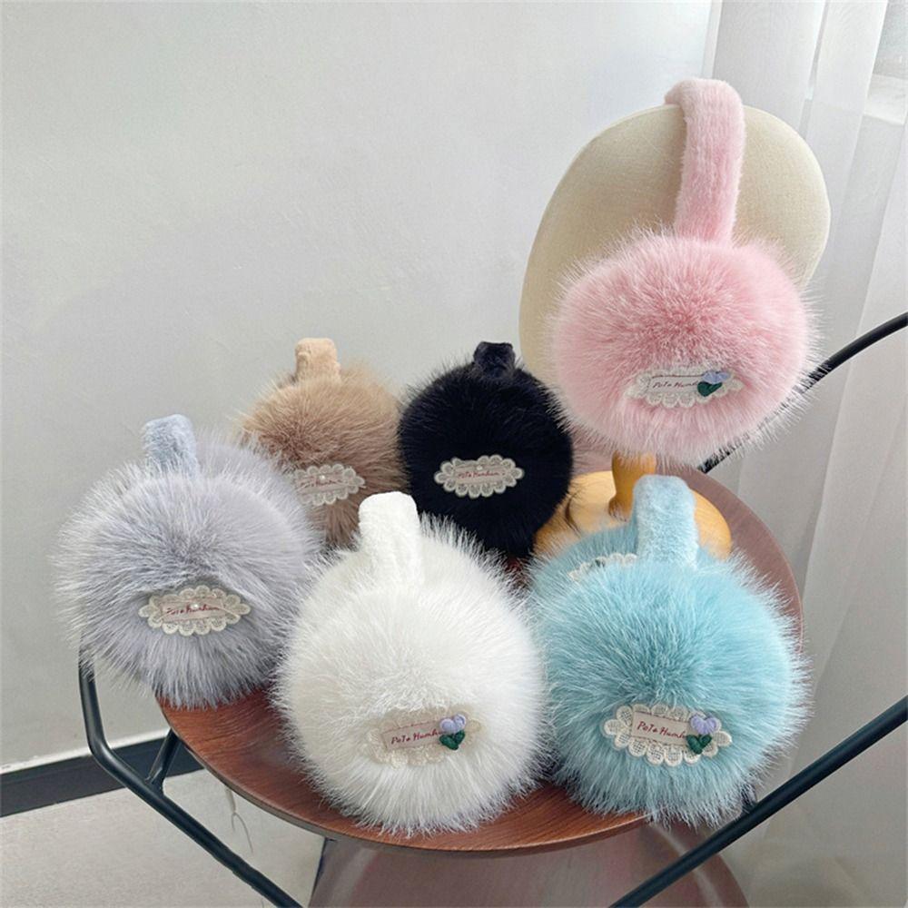 Foldable Winter Earmuffs Soft Plush Ear Covers New Ear Warmers  for Women