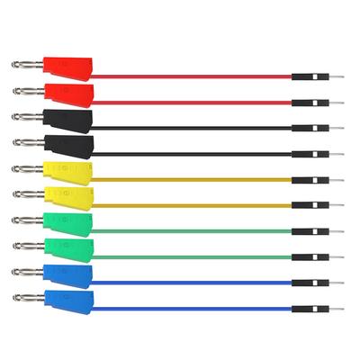 10Pcs Jump Wire Stacked Banana Plug Breadboard Colorful Flexible Silicone Electrical Testing Cable Line