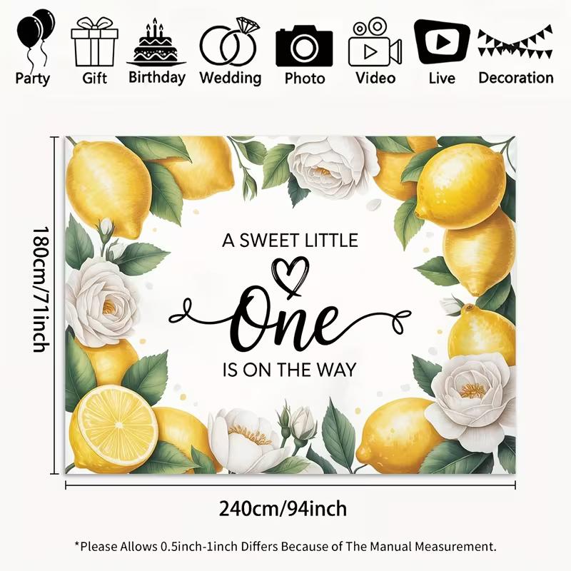 

2D Lemon Baby Shower Backdrop A Sweet Little One Is On The Way Party Background 47.2x31.5inch/120*80cm