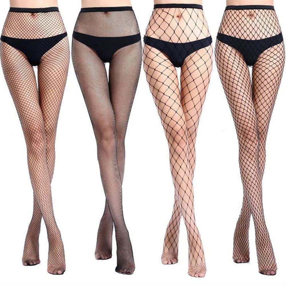 4 Hole Hollow Stockings Fish Net Pantyhose Mesh Nylon Tights Black Fishnet Women Sexy Summer Thigh High Hosiery Party Stocking