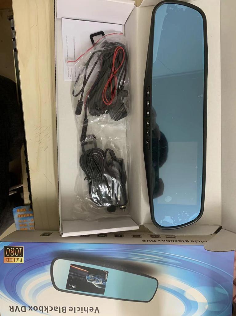 Dual Camera Rearview Mirror Dash Cam with Reversing Image and DVR for Front and Rear Recording