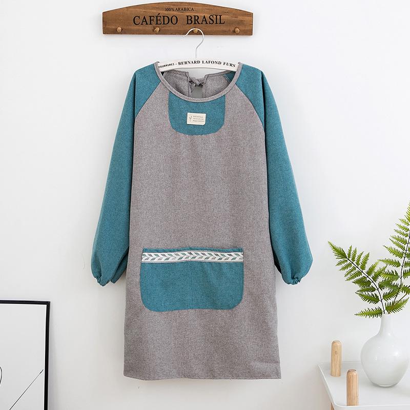 

Женский хлопковый фартук с длинными рукавами во весь рост – Защита от пятен и масла, Идеально подходит для использования на кухне серый