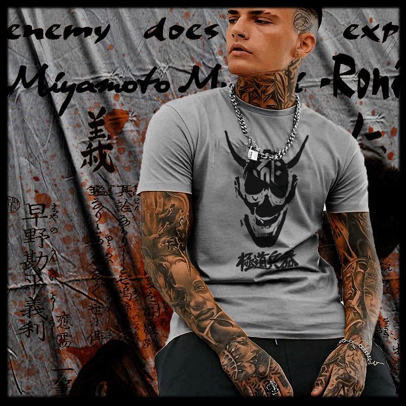 

Samurai T-Shirt Oni Bushido Code Japanese Warrior Sword Katana Kanji Ronin tee S