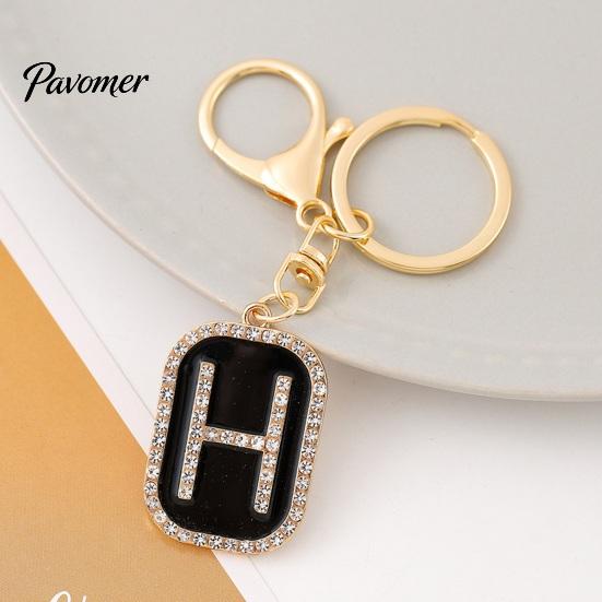 26 Alphabet Charm A-Z Rhinestone Letter Keychain, Zinc Alloy Capital Keyring, Plated for Handbags and Backpacks Decorative Key Accessory