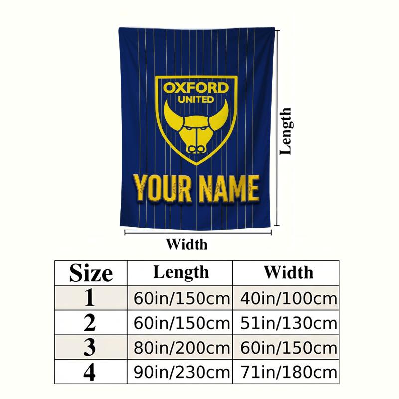 Custom Name Oxford FC Wall Tapestry Aesthetic Wall Hanging Printed Fabric Blanket Decorative Tapestries for Bedroom Living Room Home Decor