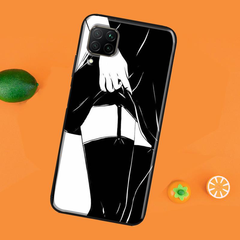 Anime Aesthetic Black Case For Huawei P40 P20 P30 Pro Mate 20 Lite P Smart 2019 Nova 5T Honor 50 Lite 10i 8X 9X