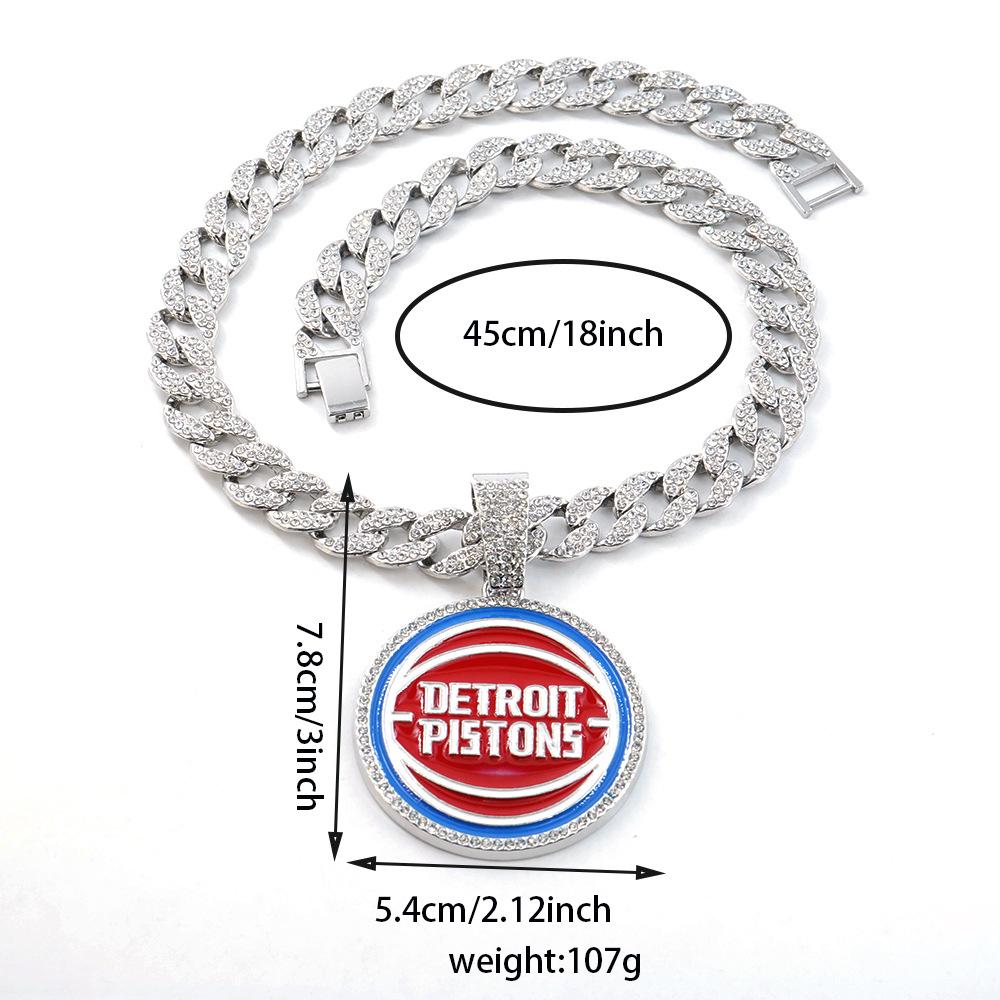 Hip Hop Euro-American Detroit Pistons Detroit Pistons Alloy Pendant Cuban Chain Necklace