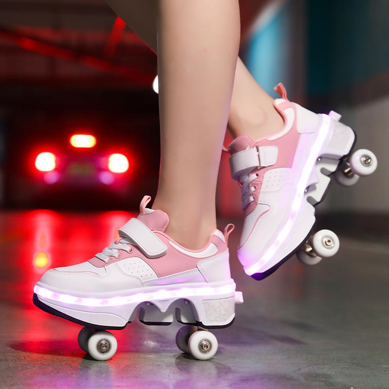 Men's/Women's /Kids Roller Roller Shoes 4-wheel Deformation Shoes Roller Skates Adult Rechargeable LuminousSkating Shoes