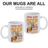 1pc 11oz Double-Sided Printed Mug for Beer Fans, Clean White Ceramic, Perfect Everyday Cup and a Fun Gift for Friends Who Love Drinks